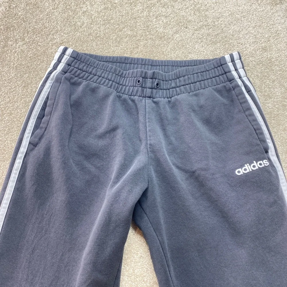 Adidas Sweatpants Mens Small Jogger Black‎ White 3 Stripe Casual Athletic
